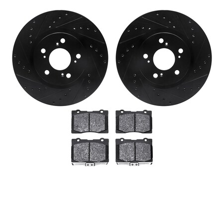 Dynamic Friction Co 8602-58006, Rotors-Drilled and Slotted-Black with 5000 Euro Ceramic Brake Pads, Zinc Coated 8602-58006